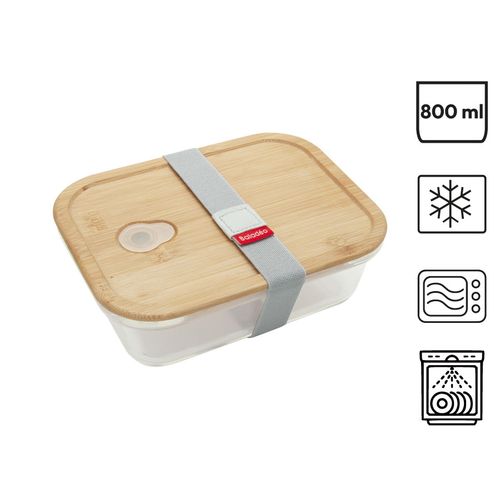 Bento en verre borosilicate 'Iwaki' avec couvercle en bambou Bento en verre borosilicate 'Iwaki' avec couvercle en bambou