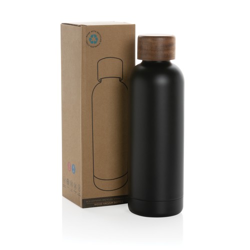Wood RCS certified recycled stainless steel vacuum bottle Wood RCS certified recycled stainless steel vacuum bottle