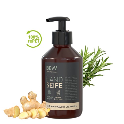 Liquid Soap Rosemary-Ginger, 250 ml, Body Label (R-PET)