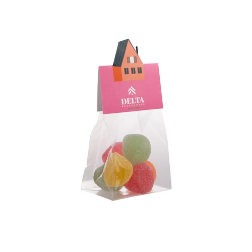 Block bag with header card in your own shape and 50 grams of candy Block bag with header card in your own shape and 50 grams of candy