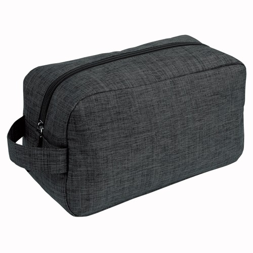 300D polyester melange fabric cosmetic bag with handle