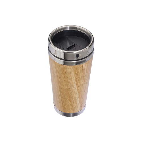 Tazza in acciaio inossidabile con rivestimento in bambú