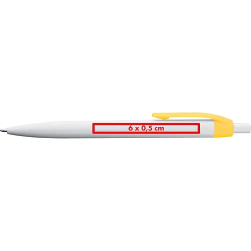 White plastic ball pen with coloured clip White plastic ball pen with coloured clip