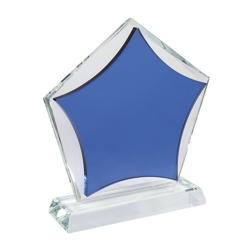 TROPHÉE EN VERRE ÉTOILE BLEUE TROPHÉE EN VERRE ÉTOILE BLEUE