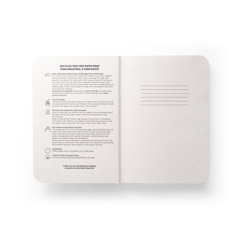 ORGANIC SEMI-RIGID. Bloc-notes A5 avec couverture semi-rigide en matière organique d'éléphant (80%) ORGANIC SEMI-RIGID. Bloc-notes A5 avec couverture semi-rigide en matière organique d'éléphant (80%)