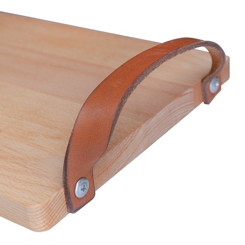 Planche avec poignées en cuir hêtre 69x19 cm Planche avec poignées en cuir hêtre 69x19 cm