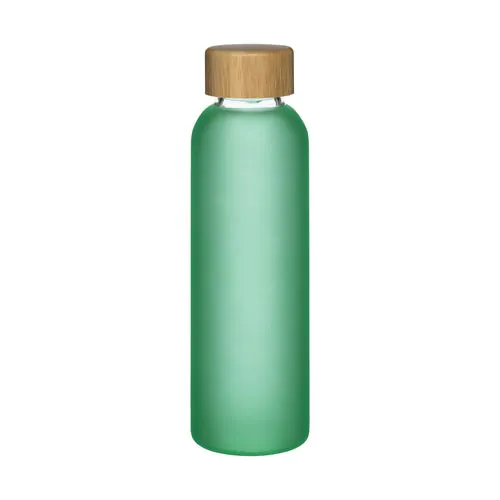 Bouteille en verre dépoli et bouchon en bambou, capacité 500 ml