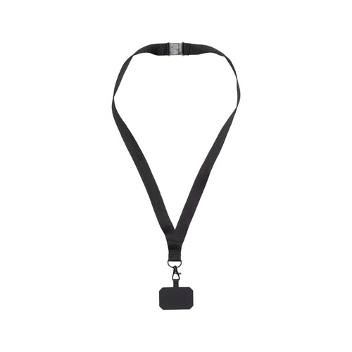 Polyester neck ribbon with cell phone holder tag