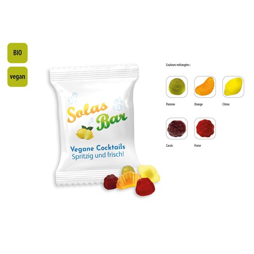 Organic Fruit Gums vegan promotional bag, Organic Fruit Gums vegan