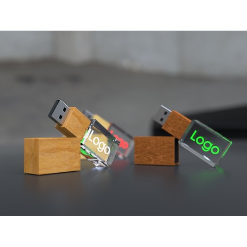 USB CRYSTAL 3D wood, (64GB) 3.0