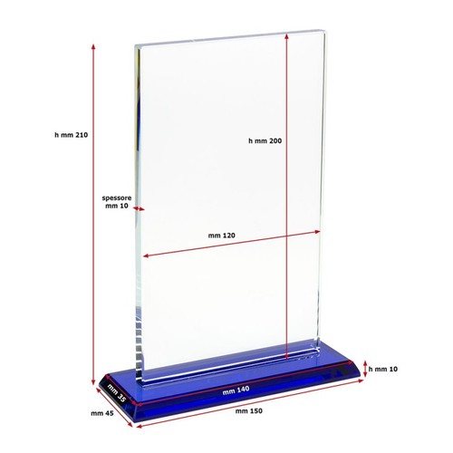 BLUE TRANSPARENT GLASS 200X120X10 MM