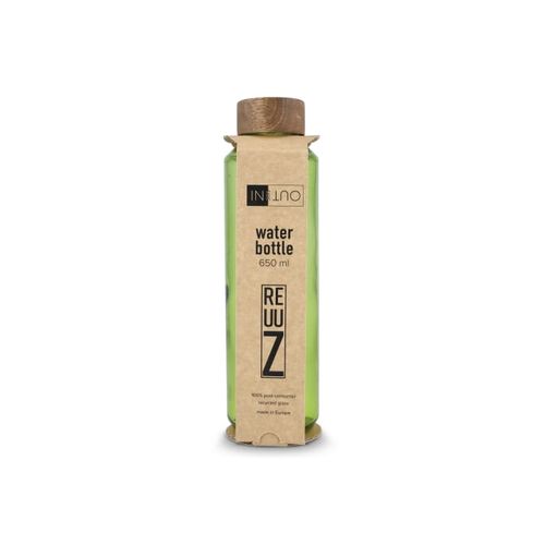 InSideOut Recycled Glass Waterbottle ReuuZ with wooden cap 650ml