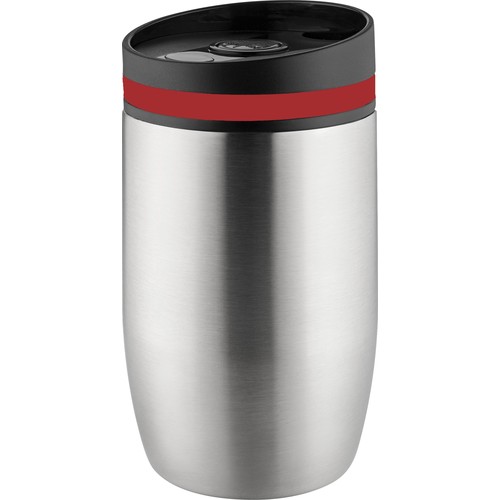 Metmaxx® "CremaOfficinaBudget" thermo mug silver/ring red