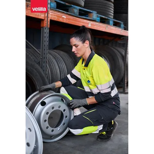 VL VULCAN. Polo bicolore (160g/m²) à manches longues, en polyester (100%)