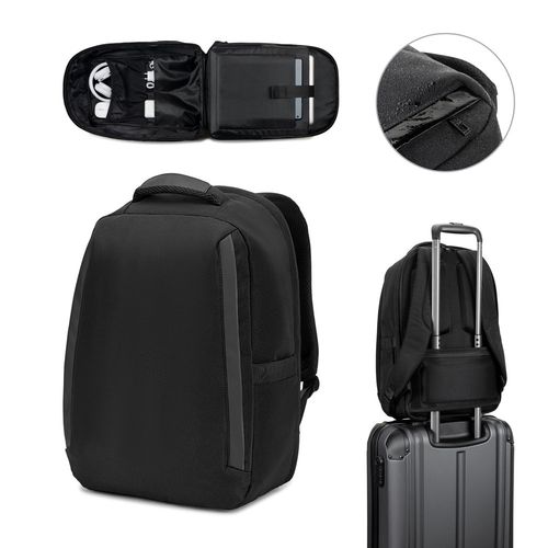 YANGON BPACK. Mochila antirrobo, en sarga con revestimiento hidrófugo y poliéster reciclado 600D, para portátil de 17.3"