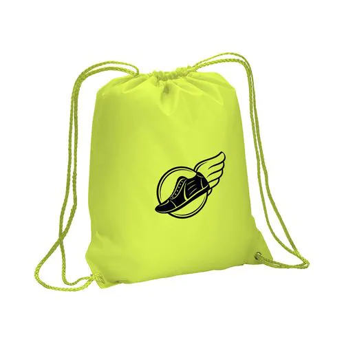Fluorescent 210T polyester backpack with drawstring closure and reinforced corners