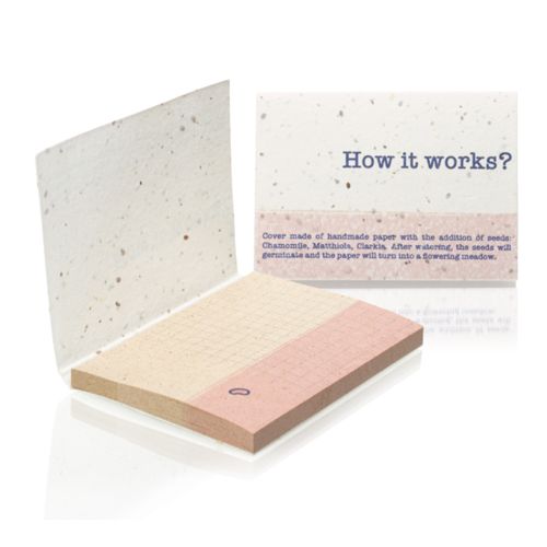 Grass paper sticky notes in seed paper softcover