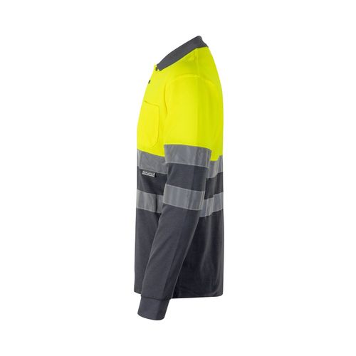 VL PLUTO. Polo piqué bicolore (150g/m²) à manches longues, en coton (55%) et polyester (45%)