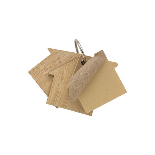 House-shaped sticky notes (80 pages), bamboo cover
