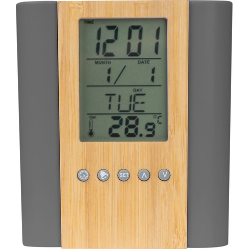 Desk pen holder with clock