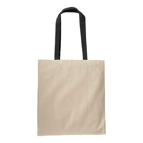 Bolsa de algodon naturel, asas largas de colores y fuelle