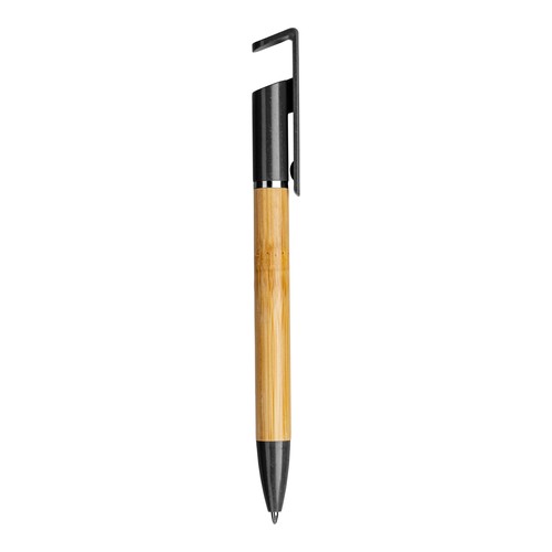 Bamboo and wheat straw twist pen with mobile phone stand Bamboo and wheat straw twist pen with mobile phone stand