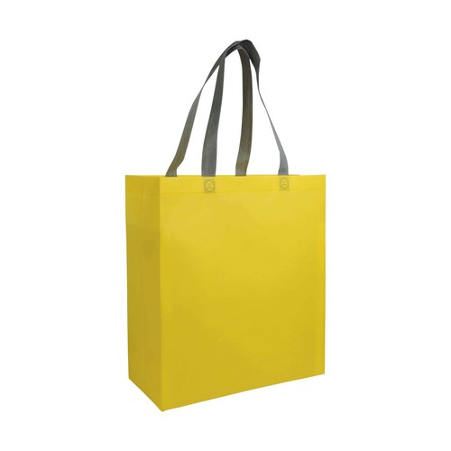 Shopper con soffietto in TNT laminato 100 g/m2 termosaldato, manici corti