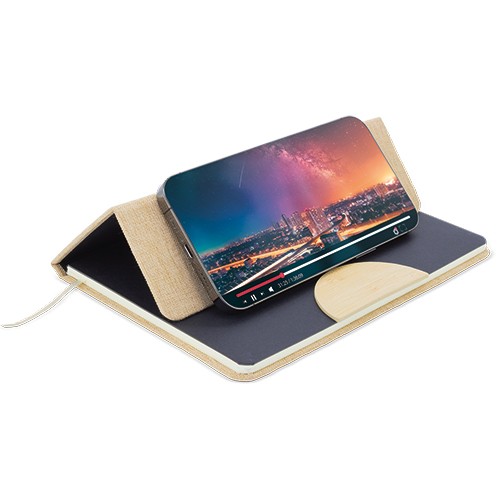 A5 notebook with hardcover and bamboo insert, can Paulonia