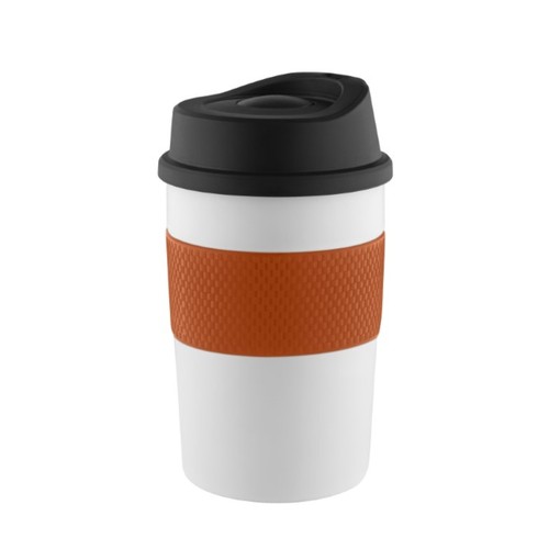 Metmaxx® "CremaCoffeeHouse" thermo mug white/ring orange Metmaxx® "CremaCoffeeHouse" thermo mug white/ring orange