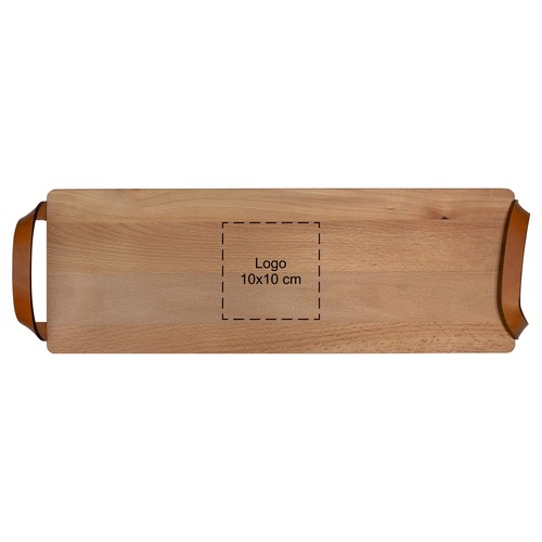 Plank met leren handvaten beuken 48x17 cm