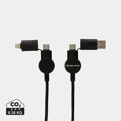 Câble Oakland 6-in-1 à charge 45W en plastique recyclé RCS Câble Oakland 6-in-1 à charge 45W en plastique recyclé RCS