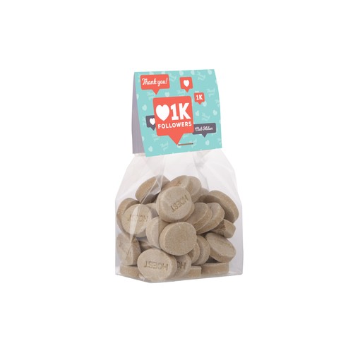 Blokzakje met kopkaartje en 100 gram snoep