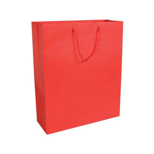 157 g/m2 matte laminated paper shopping bag with gusset and bottom reinforcement 157 g/m2 matte laminated paper shopping bag with gusset and bottom reinforcement