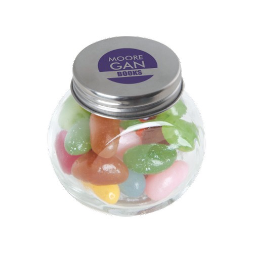 Kleine glazen pot jelly beans