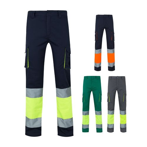 VL ZEUS LARGE. Pantaloni elasticizzati bicolore con diverse tasche (240g/m²), in cotone (46%), EME (38%) e poliestere (16%)