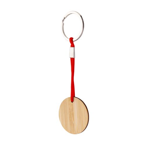 Bamboo keychain with cord and metal ring Bamboo keychain with cord and metal ring