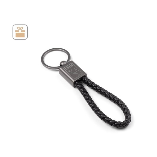 KETCHUM. Porte-clés rectangulaire avec cordon tressé en polyester (21 % recyclé) et 79 % polyuréthane KETCHUM. Porte-clés rectangulaire avec cordon tressé en polyester (21 % recyclé) et 79 % polyuréthane
