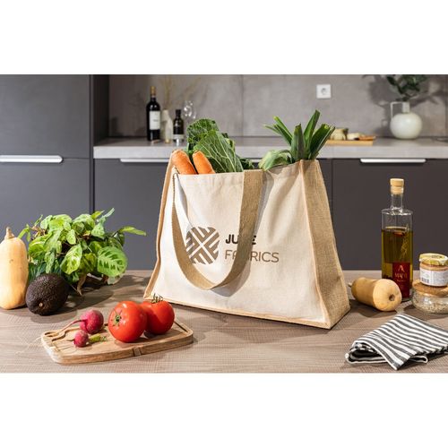 HELSINQUE. Sac en toile (320 g/m²), avec fond et côtés en jute laminé (350 g/m²) dans des tons naturels HELSINQUE. Sac en toile (320 g/m²), avec fond et côtés en jute laminé (350 g/m²) dans des tons naturels