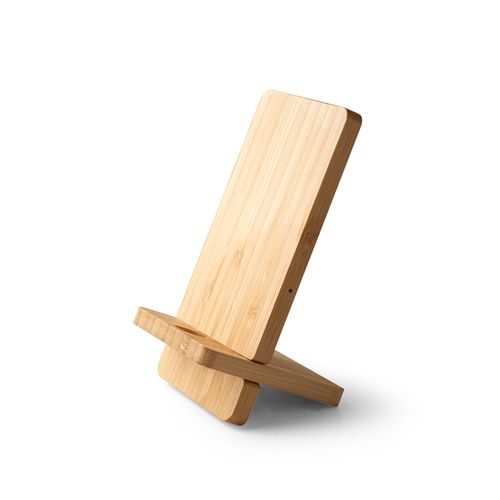 LANGE. Smartphone holder with 15W fast wireless charger in bamboo LANGE. Smartphone holder with 15W fast wireless charger in bamboo