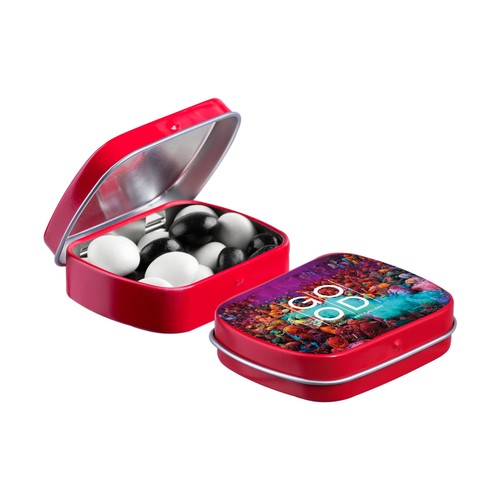 Mini hinge tin with candy