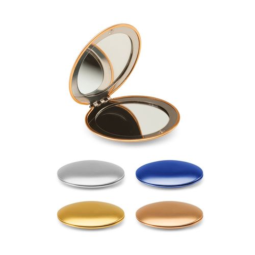 KAYLA. Miroir rond double face en aluminium avec fermeture magnétique KAYLA. Miroir rond double face en aluminium avec fermeture magnétique