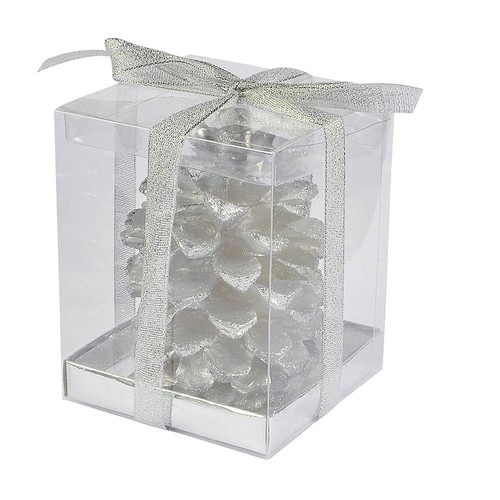 BOUGIE POMME DE PIN GRISE AVEC GLITTER BOUGIE POMME DE PIN GRISE AVEC GLITTER