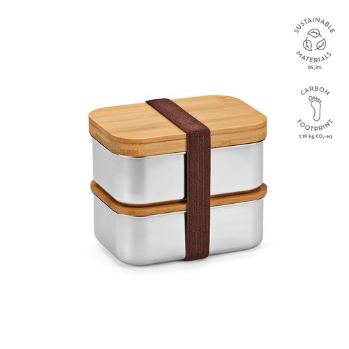 Box pranzo Vermeer 1480ml rSS con coperchio in bamboo e posate Box pranzo Vermeer 1480ml rSS con coperchio in bamboo e posate