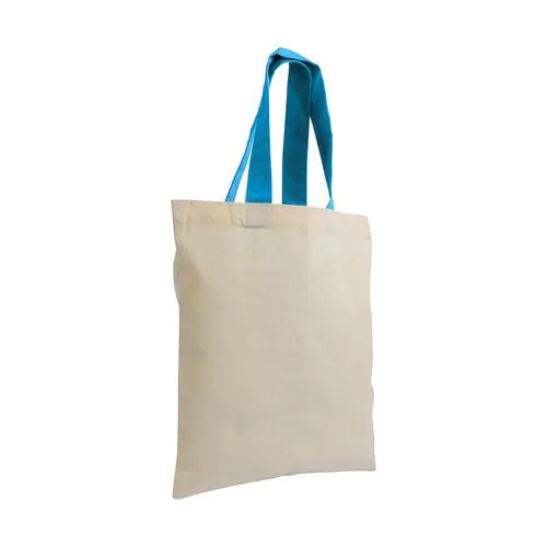135 g/m2 natural cotton mini shopping bag with coloured short handles