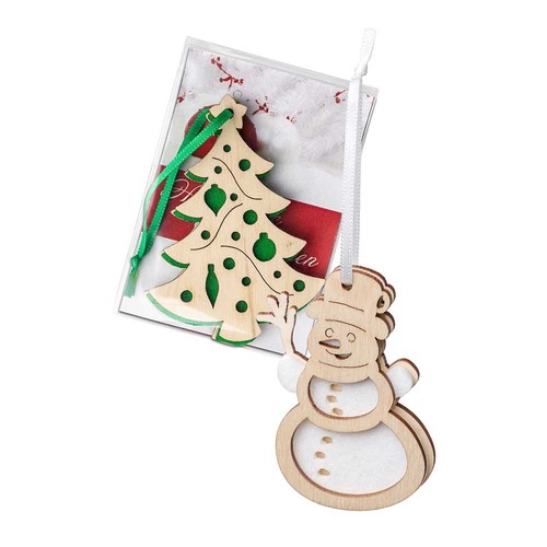 Wood-felt tag - Snowman in Box