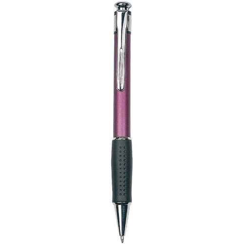 Penna a scatto in plastica, con clip in metallo e impugnatura gommata Penna a scatto in plastica, con clip in metallo e impugnatura gommata