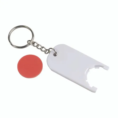 Plastic key ring with shopping trolley token