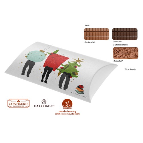 Chocolate 100 g bar in cushion box, Callebaut Milk chocolate calendar