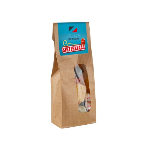 Kraft zakje met venster gevuld met snoep Kraft zakje met venster gevuld met snoep