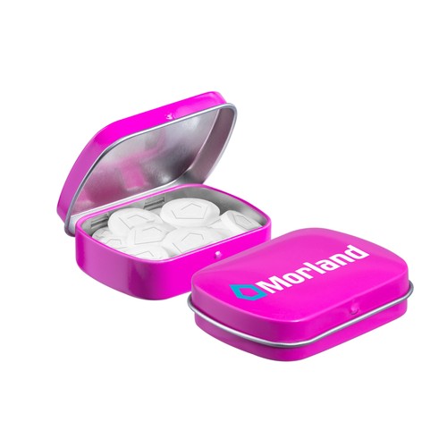Mini scharnierblikje met logo mints Mini scharnierblikje met logo mints